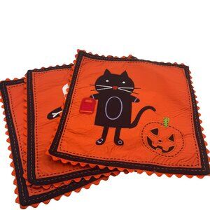 Halloween-Themed Quilted Fabric Placemats set of 3 Polka Dot Backing